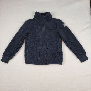 Pelle Pelle Sherpa Jacket Navy Blue Womens Full Zip Pockets Size Small